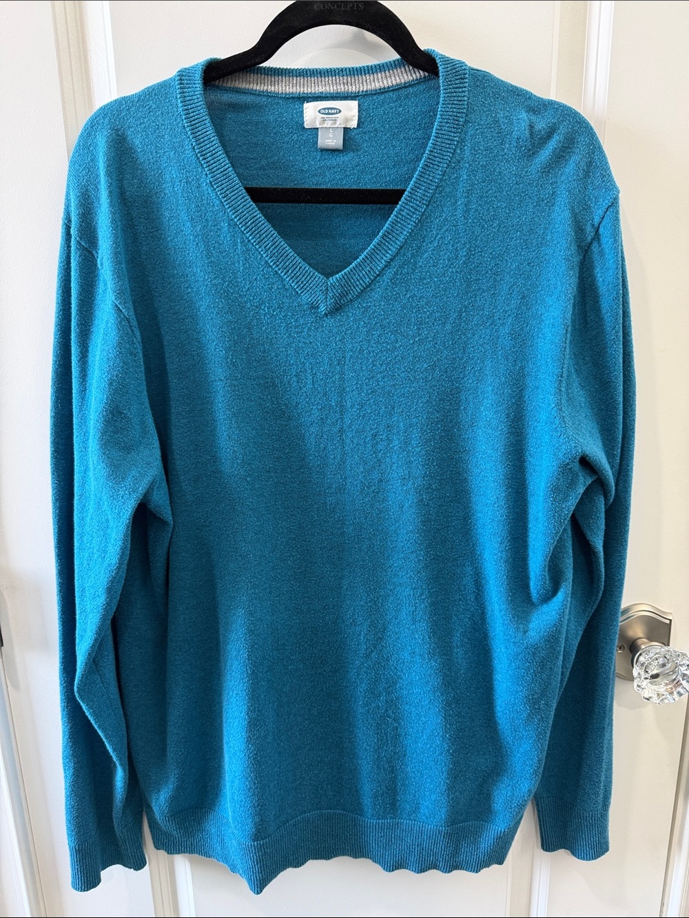 Men's Teal Blue V-Neck Sweater